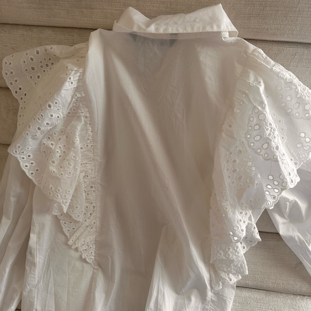 Zara white shirt with embroidery details and puff sleeves - Picture 2 of 4